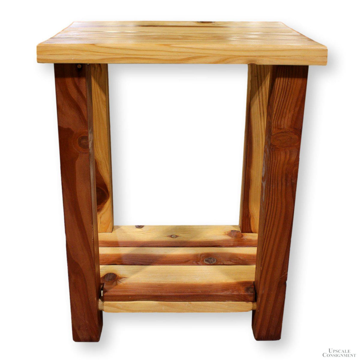 Square Redwood End Table