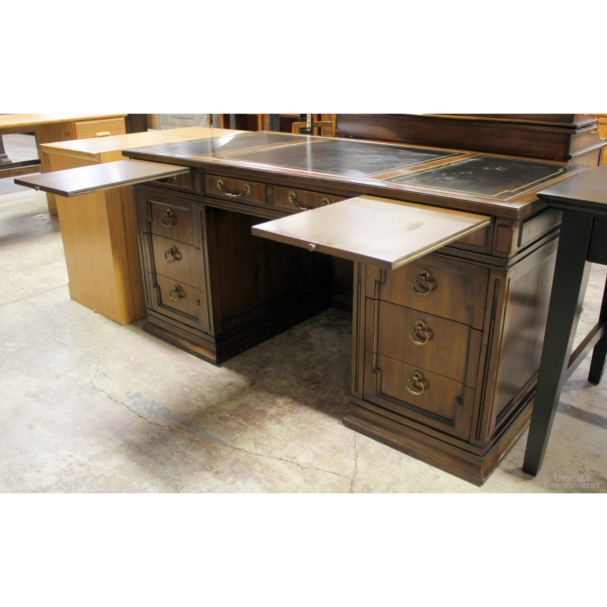 Sligh Leather Top Double Pedestal Desk