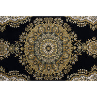 Starline 2' 8'' X 9' 11'' 'Turkish Bazar' Poly Black & Gold Runner Rug
