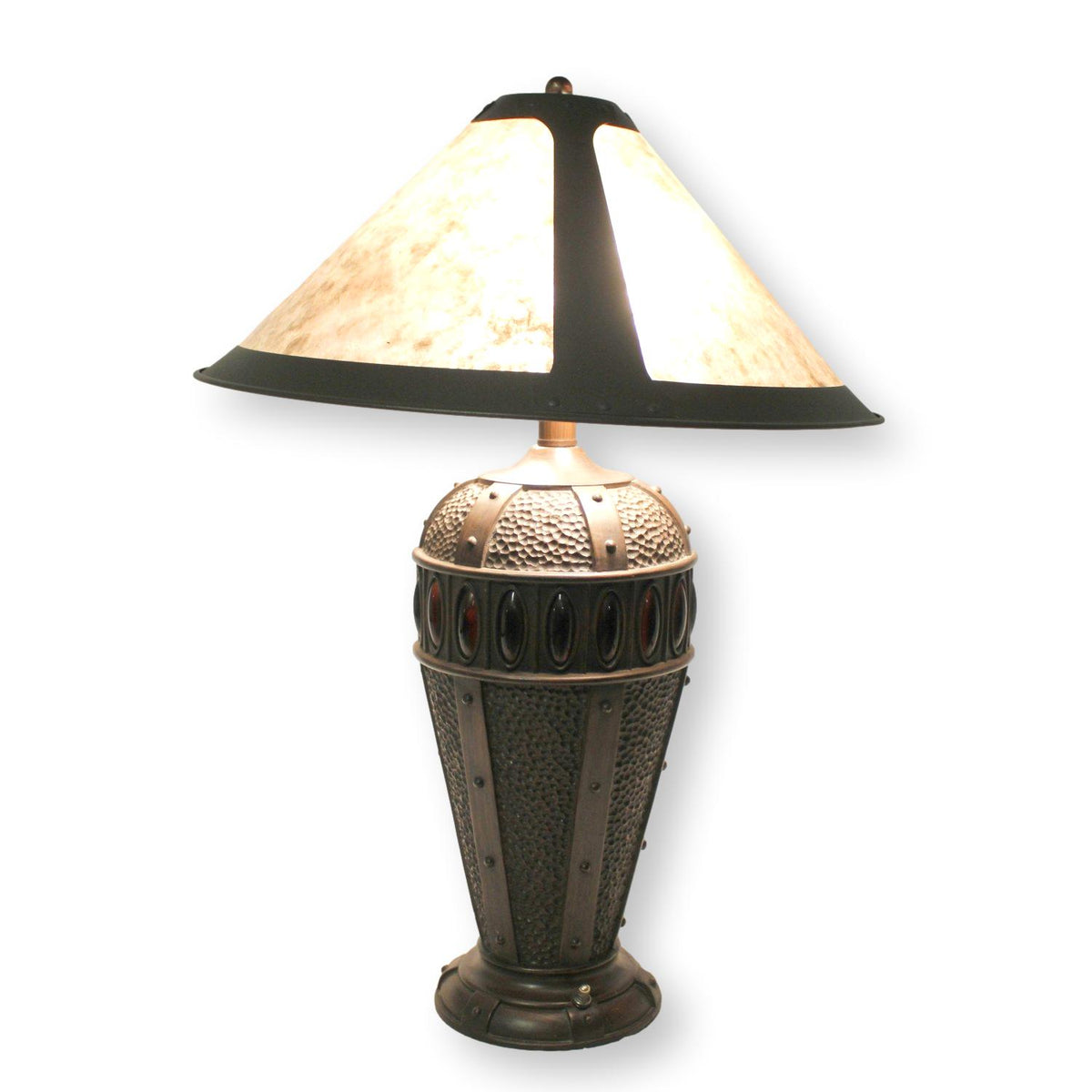 Bronze Tone Table Lamp w/Mica Shade