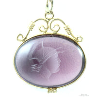 12K Gold Filled Carved Amethyst Centurion Intaglio Pendant