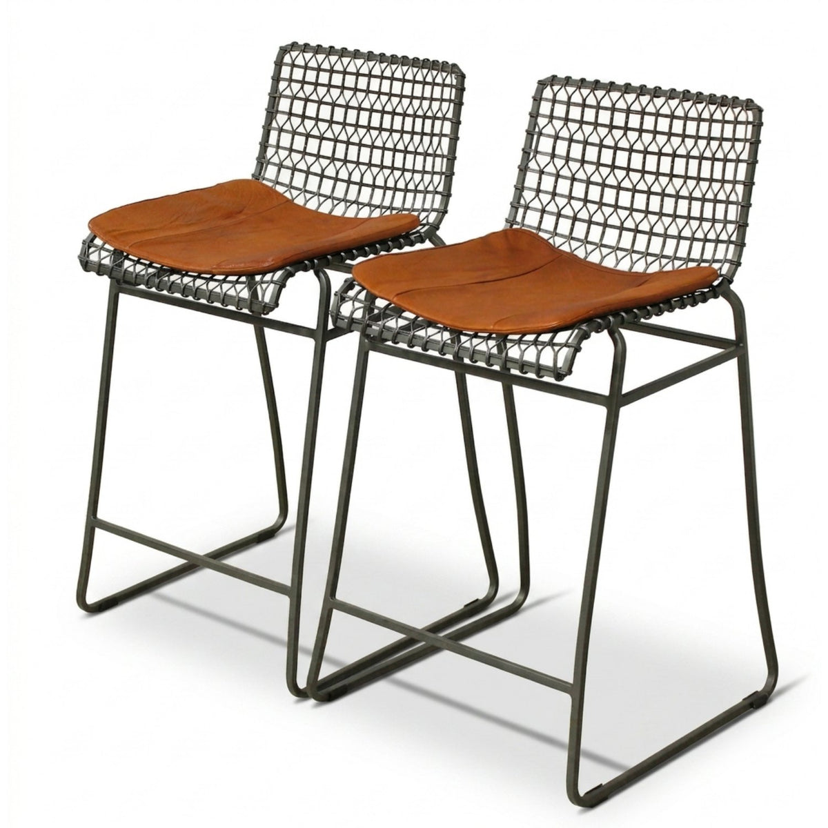 Crate & Barrel Pair of 'Tig' Wire Counter Stools