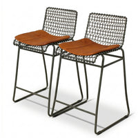 Crate & Barrel Pair of 'Tig' Wire Counter Stools