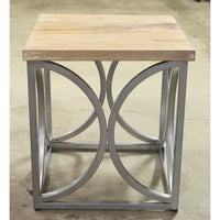 Wood Top, Steel Base End Table
