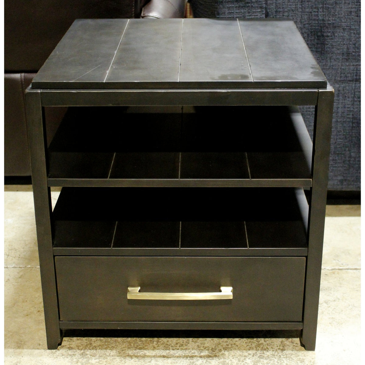 Black Plank Top End Table