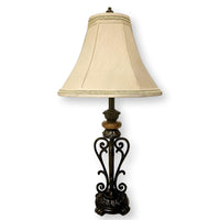 Scrolling Metal Table Lamp w/Stone Finial