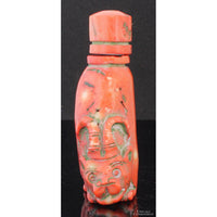 Mid-Century Chinese Hand-Carved Coral Figural Snuff Bottle Depicting a Mythical Guardian Beast
