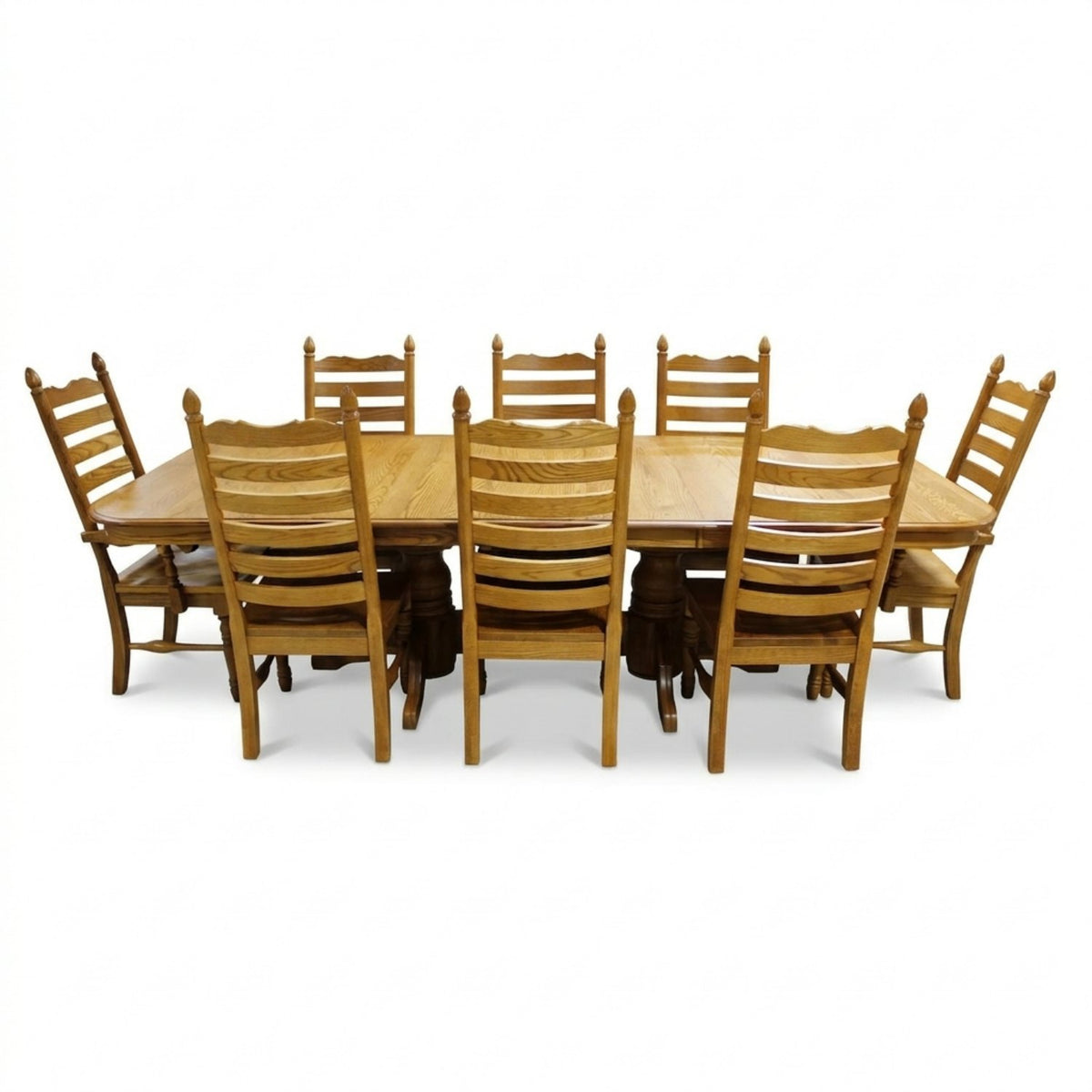Shin-Lee Solid Oak Dining Table w/8 Ladderback Chairs