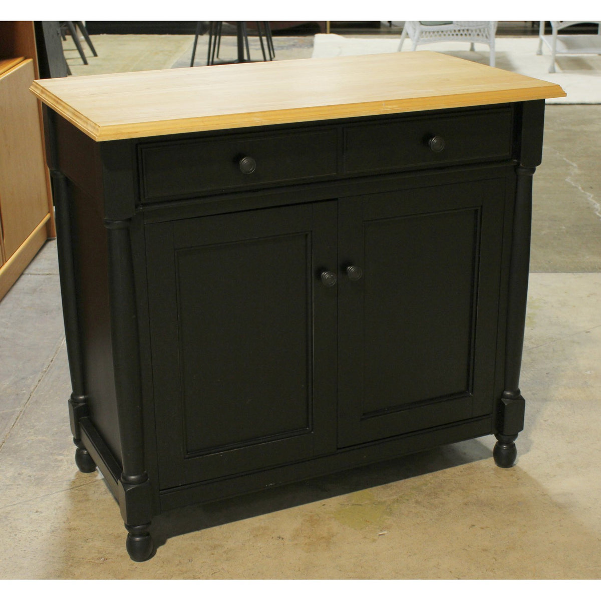 Black Cabinet w/Natural Wood Top