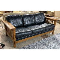 Flexsteel Mission Oak & Leather Sofa