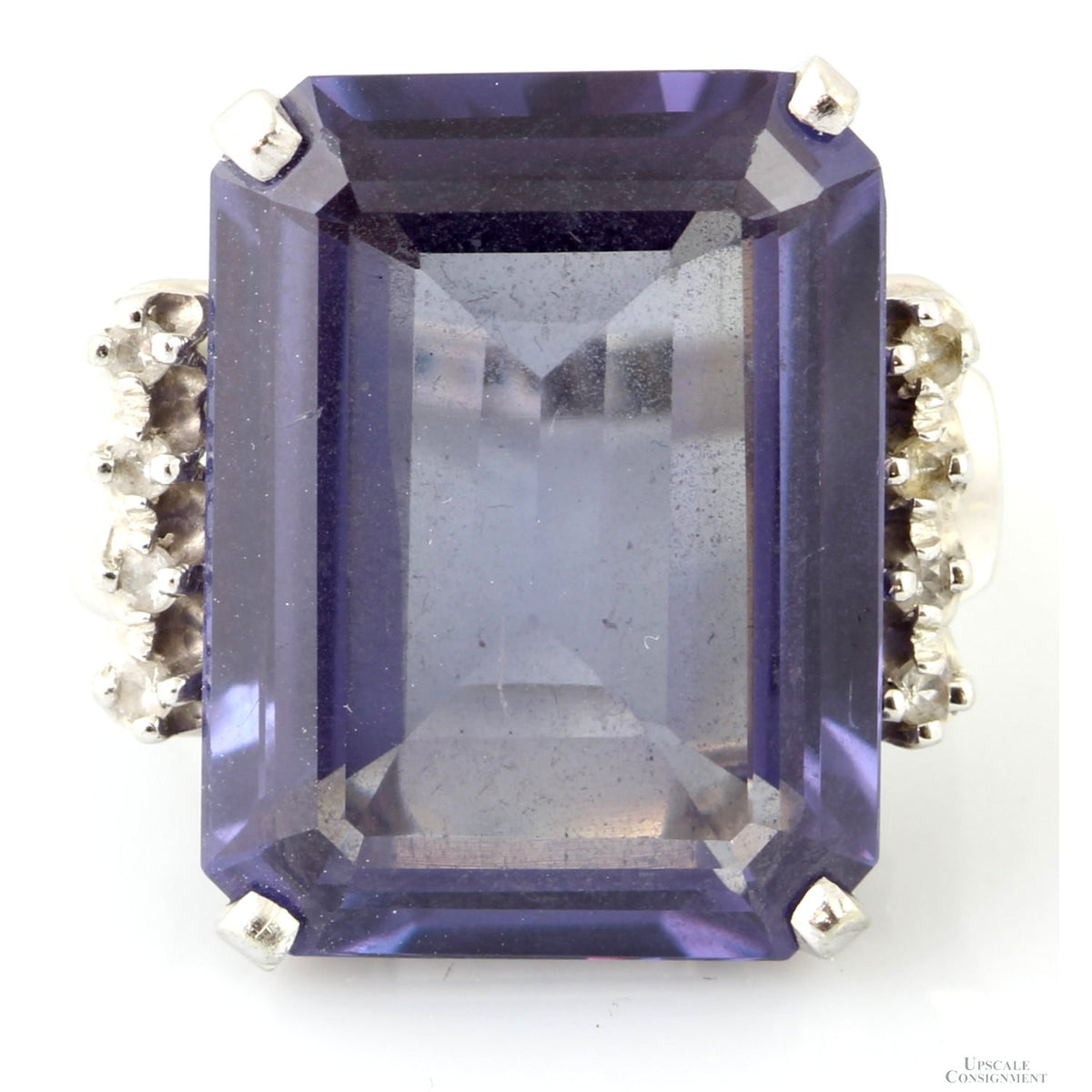 Created Purple Sapphire & White Sapphire 10K Gold Ring