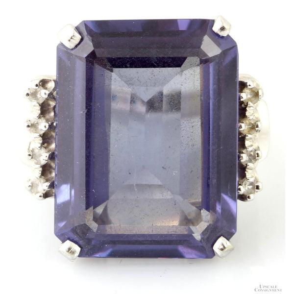 Created Purple Sapphire & White Sapphire 10K Gold Ring