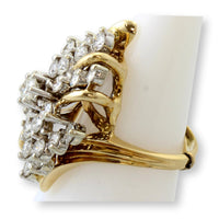 Vintage 14K Gold 3.35 CTW Diamond Waterfall Cocktail Ring | Natural Diamond Estate Statement Ring
