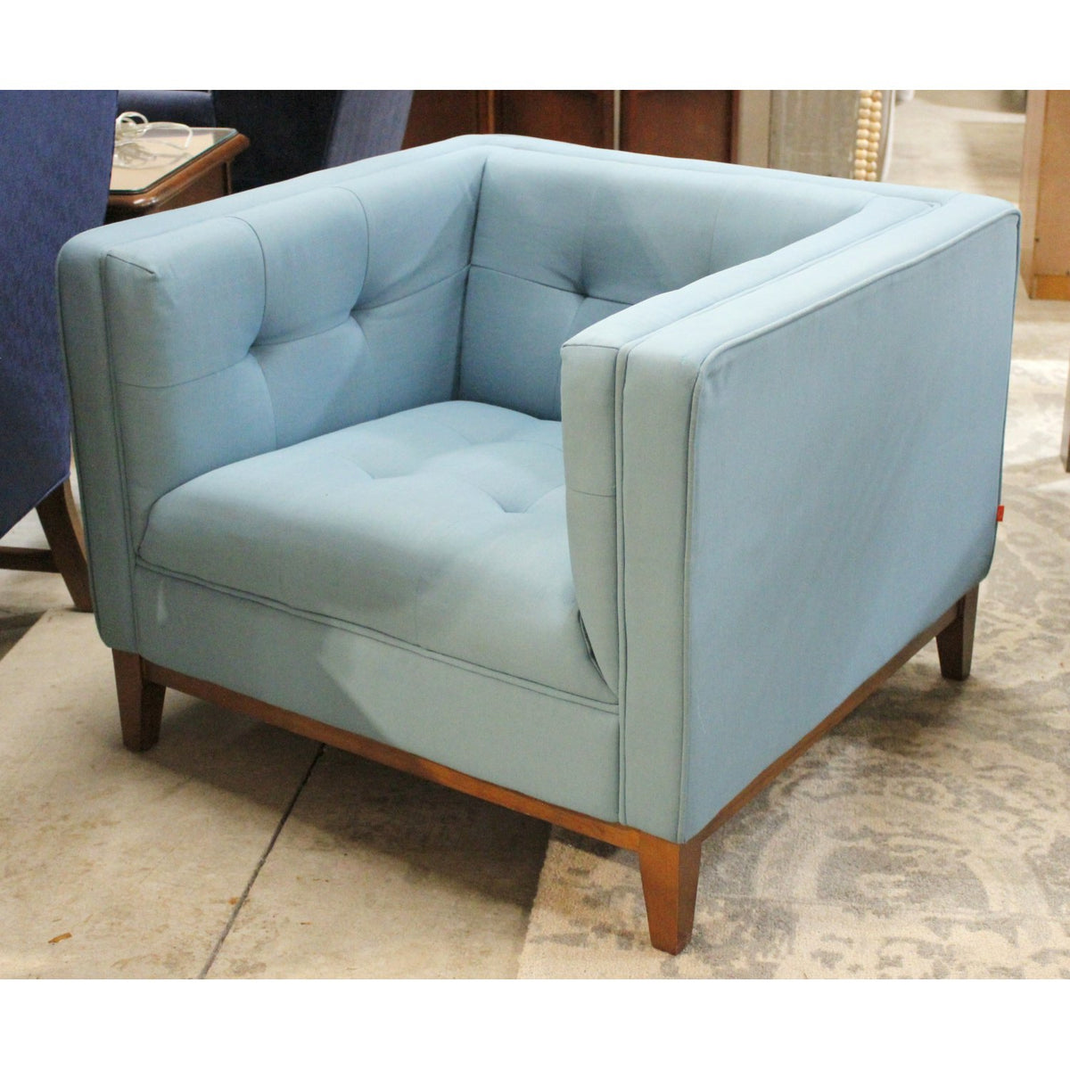 Gus Modern Turquoise Tufted Arm Chair