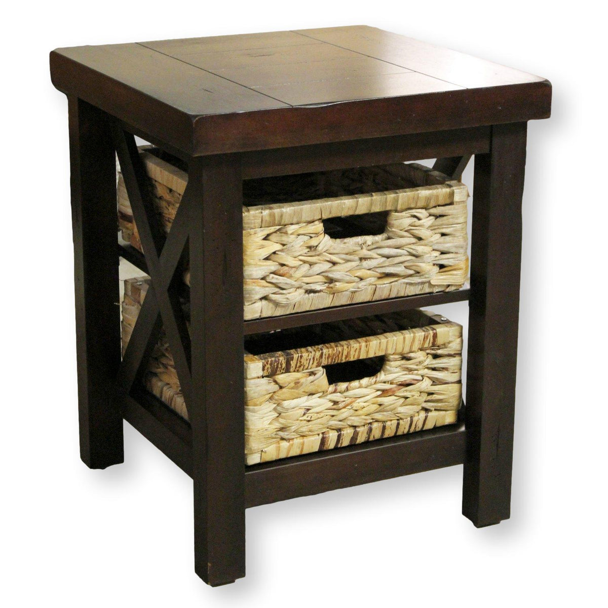 Mahogany End Table w/Basket Drawers