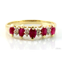 Marquise Cut Natural Ruby & Diamond 14K Gold Ring