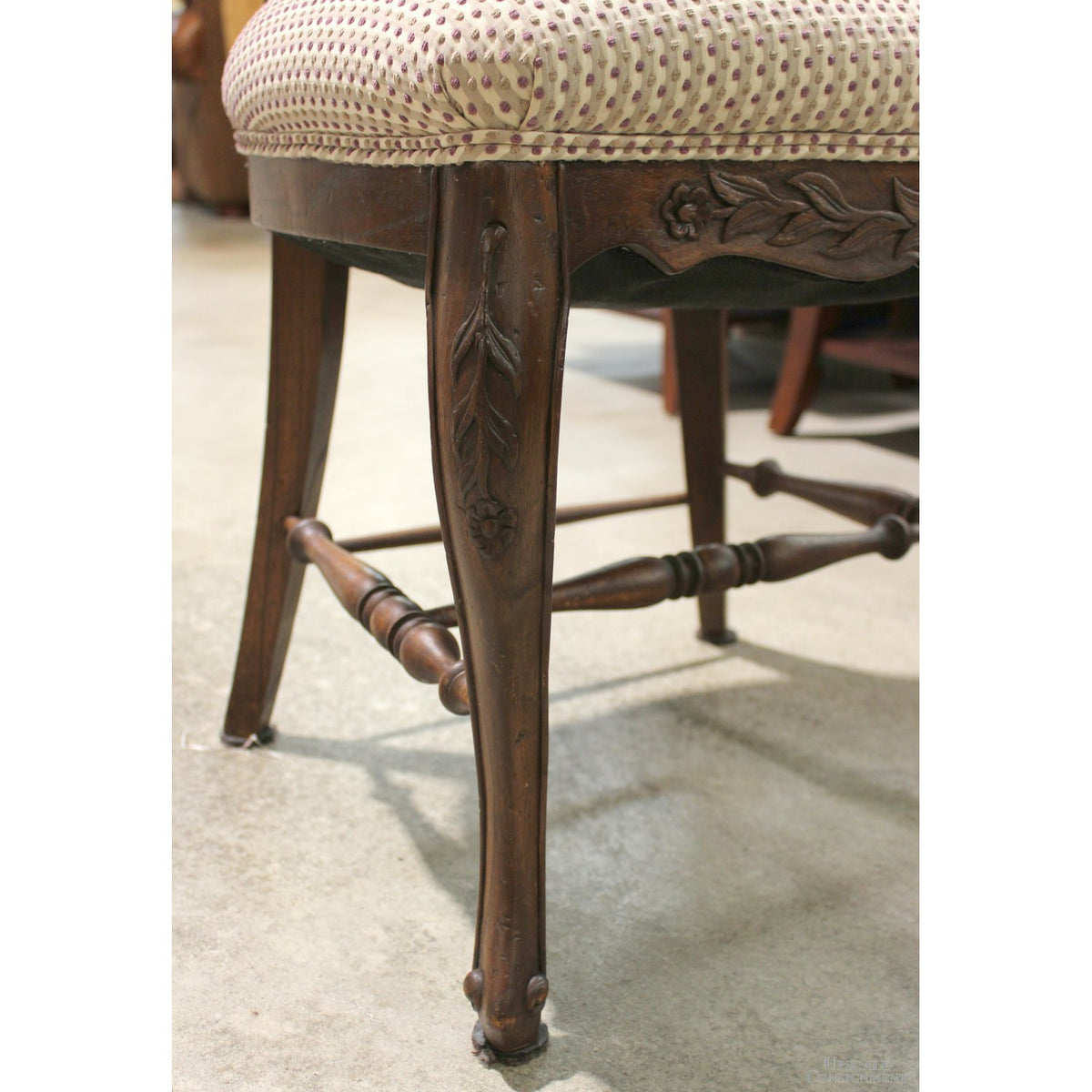 Walnut High Back French Provincial Accent Chair