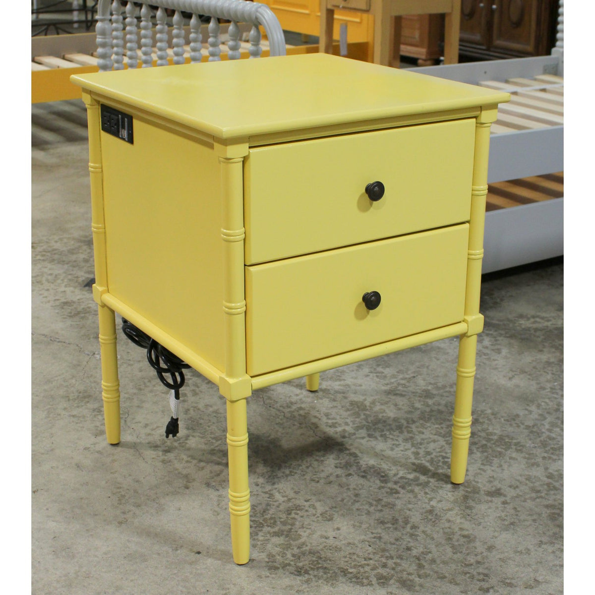 Yellow Faux Bamboo Leg Nightstand