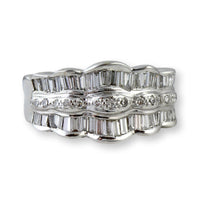 Elegant Three Row .75ctw Diamond Scalloped 14K Band