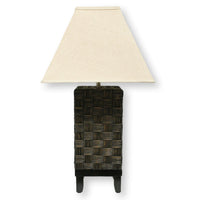 Brown Basketweave Table Lamp w/Square Shade