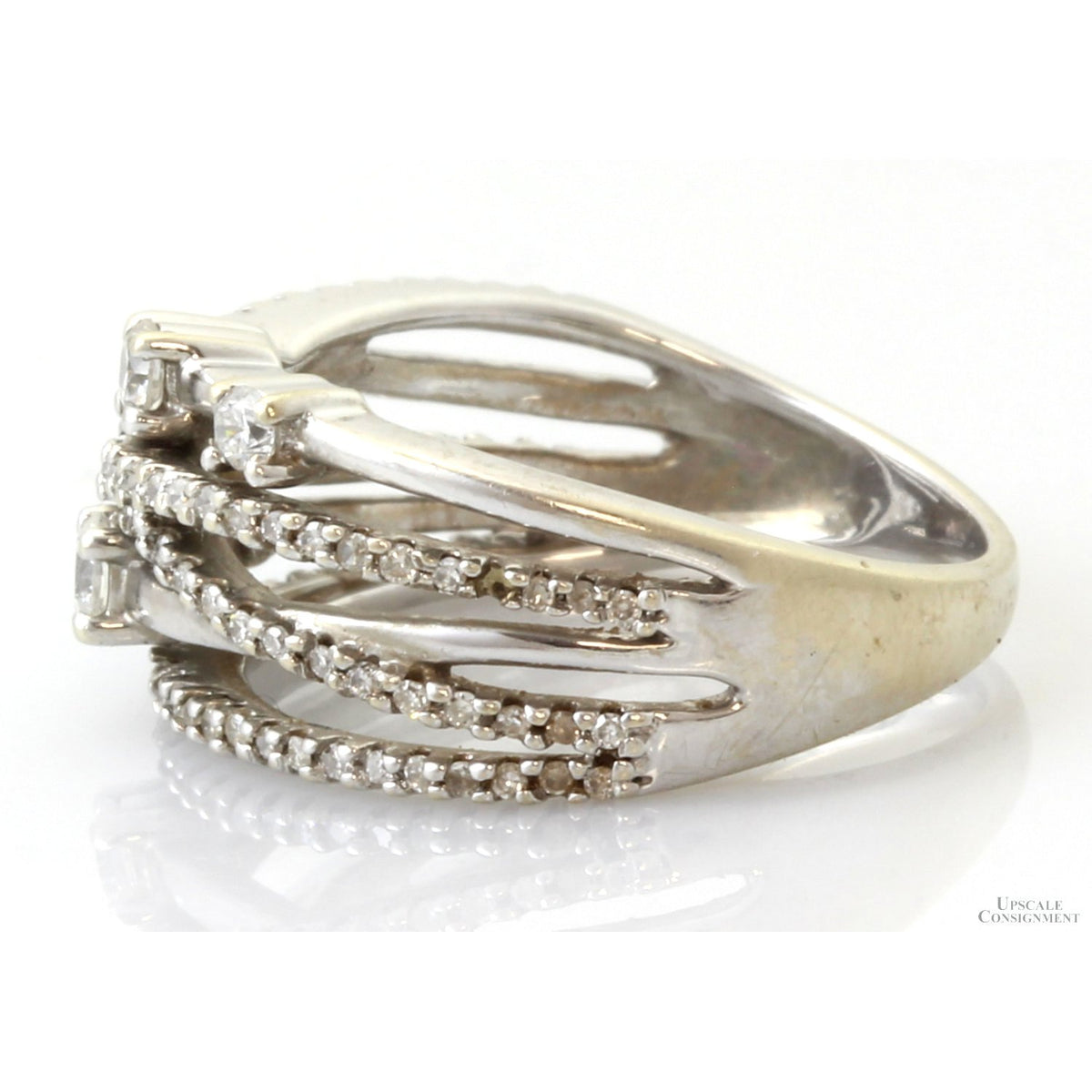 14K White Gold .70ctw Diamond Crossover Vintage Ring