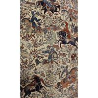 Louis de Poortere 4' 6'' X 6' 6'' Ispahan Persian Hunting Scene Area Rug