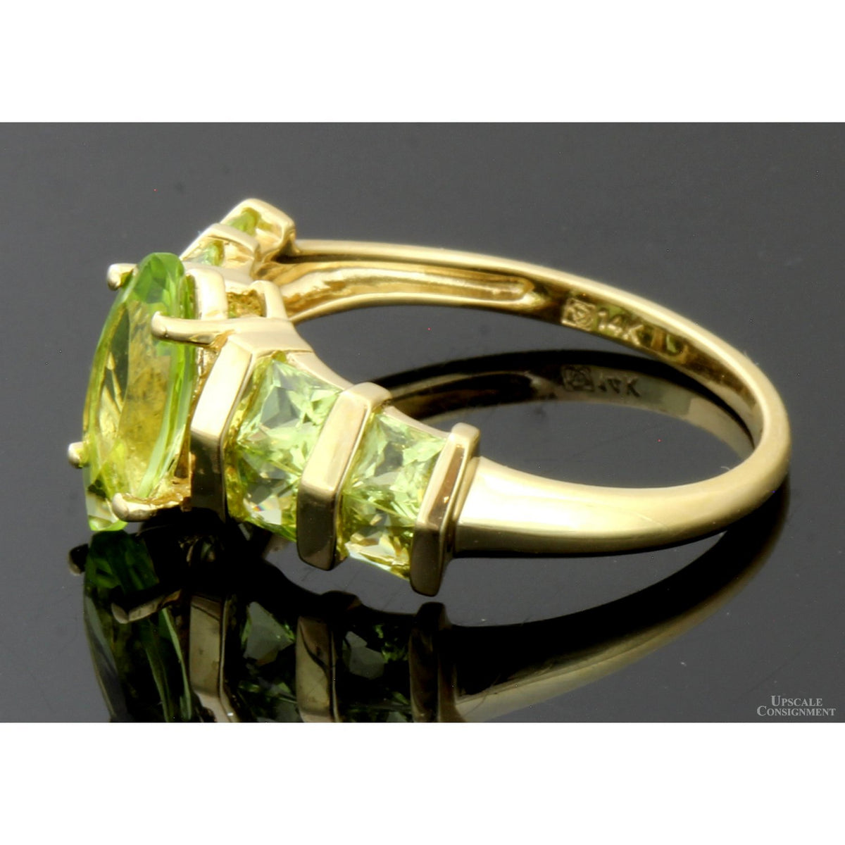 2.23ctw Marquise & Square Peridot Gemstone 14K Gold Ring