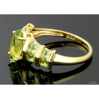 2.23ctw Marquise & Square Peridot Gemstone 14K Gold Ring