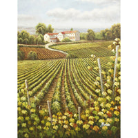 Framed Original Oil -  Large Italian Vineyard w/Leather Frame