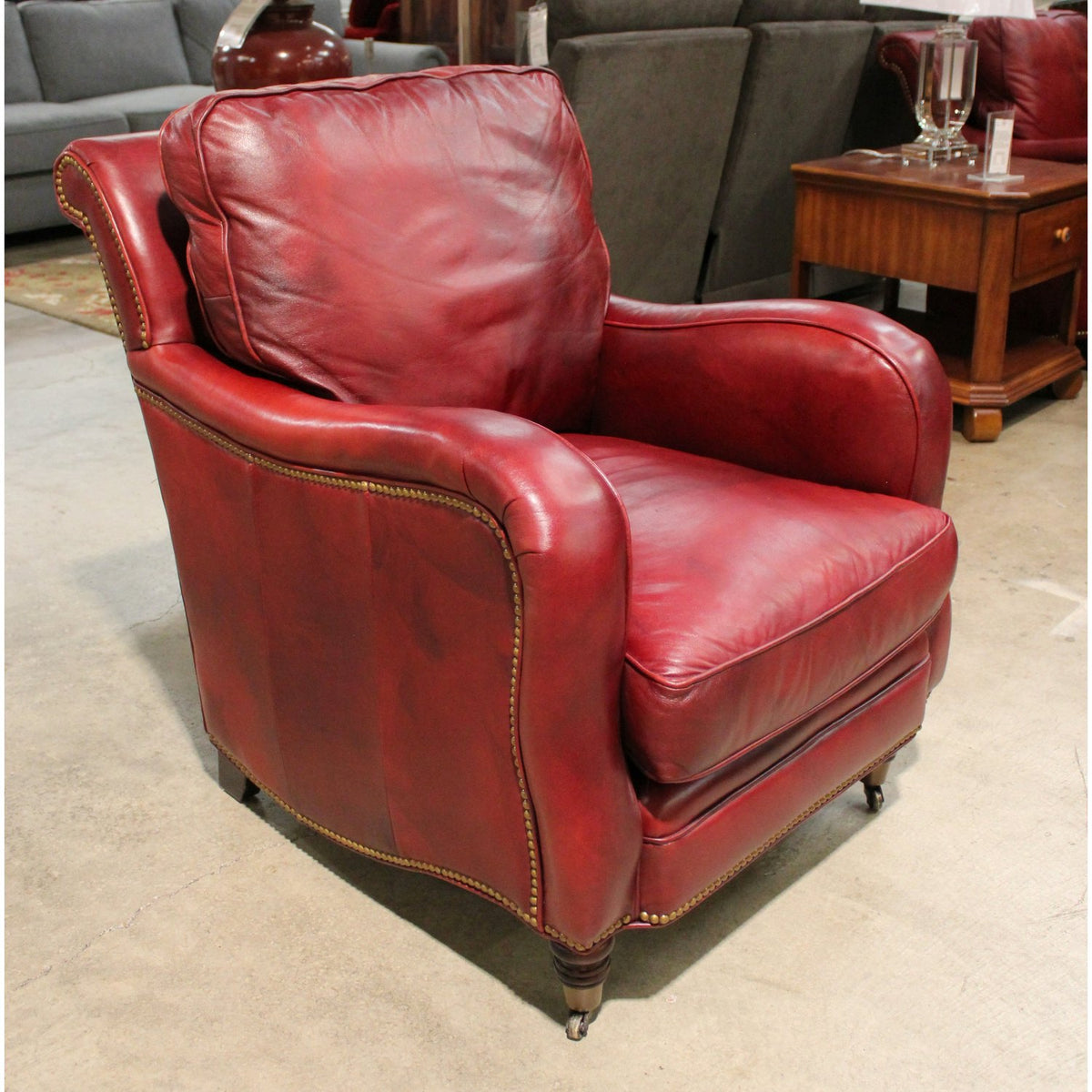 Sam Moore Red Leather Accent Chair