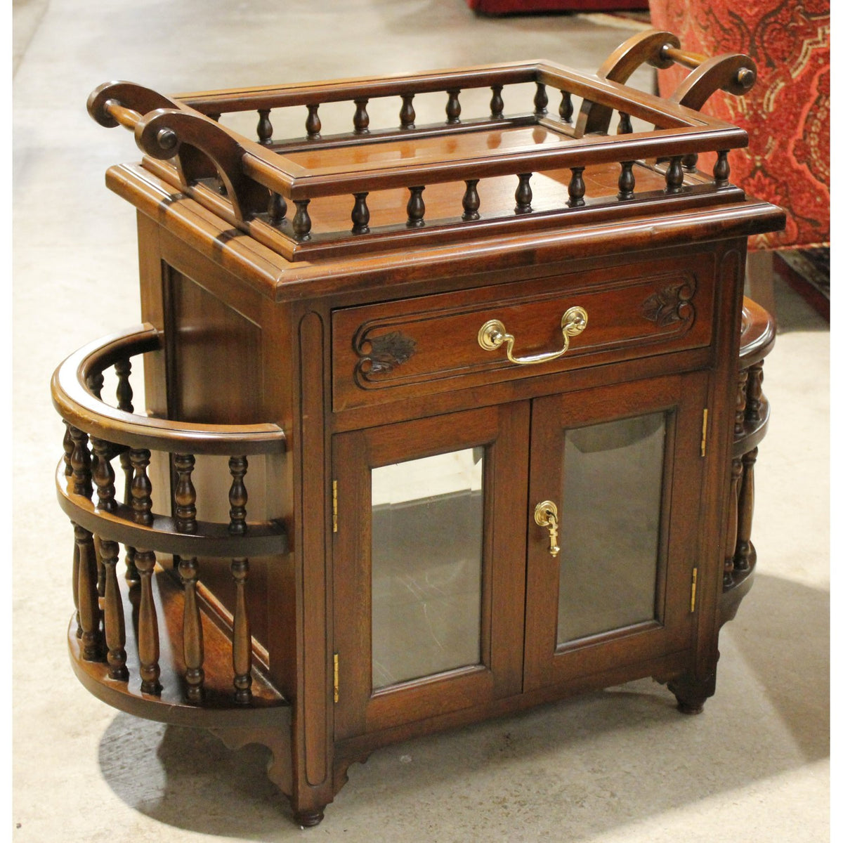 Mahogany Accent Cabinet w/Glass Doors & Tray
