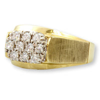 1.00ctw Diamond Cluster 14K Gold Man's Two-Tone Ring