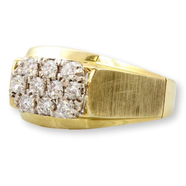 1.00ctw Diamond Cluster 14K Gold Man's Two-Tone Ring