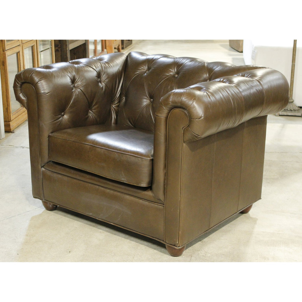 Pottery Barn Brown Leather Chesterfield Club Chair