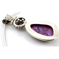 Sugilite & Amethyst Sterling Silver Pendant w/Omega Chain