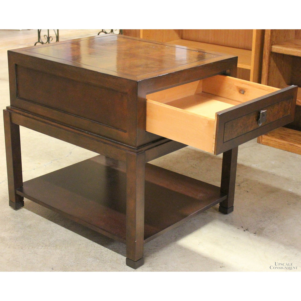 Fine Furniture Burlwood Parquet Top Side Table