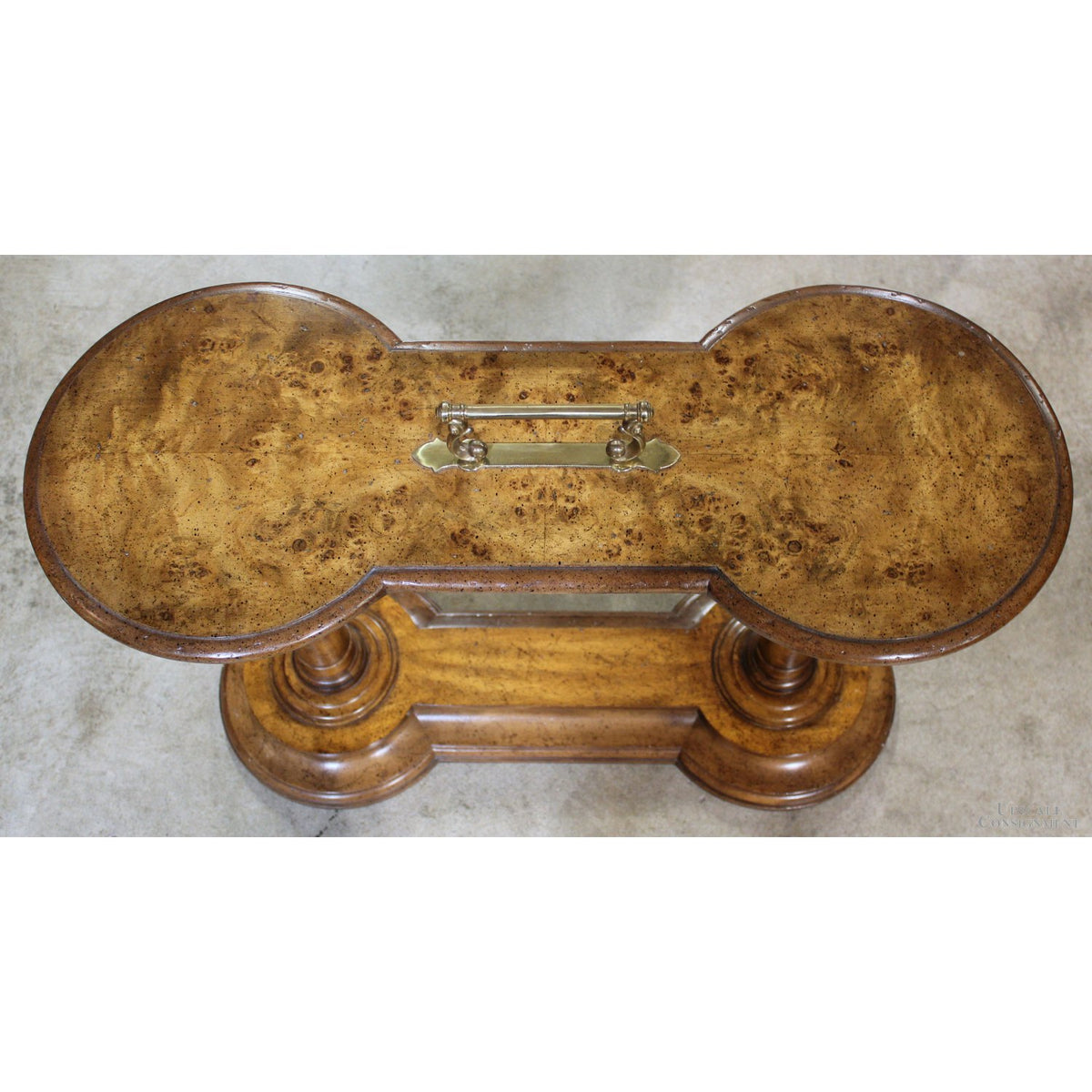 Burlwood Accent Table w/Handle