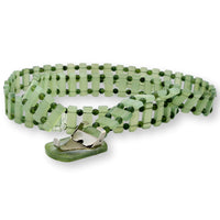 Vintage Green Chalcedony Belt Eagle Motif Buckle Steel Clasp