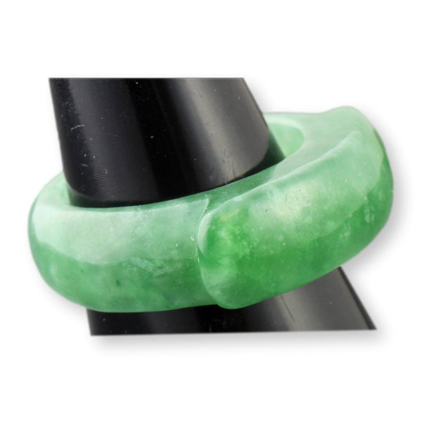 Deep Green Jadeite Saddle Band Bold Polished Jade|Rich Color