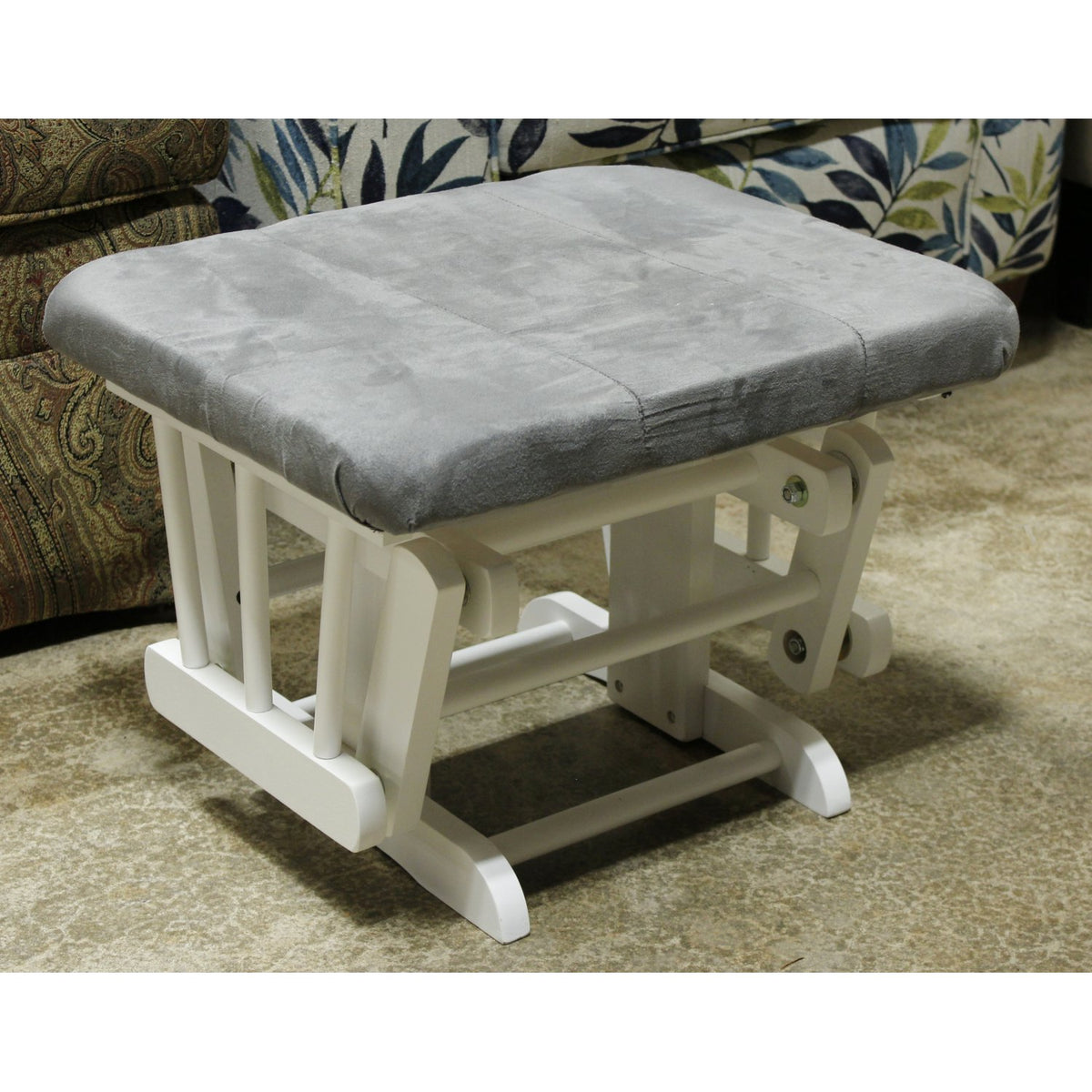 Storkcraft White & Gray Glider Chair w/Ottoman