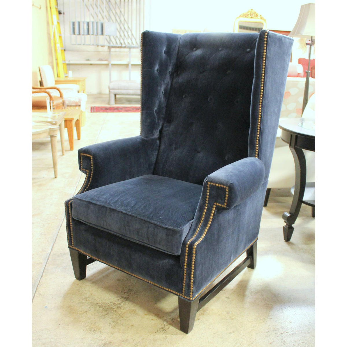 CR Laine Navy Wingback Chair