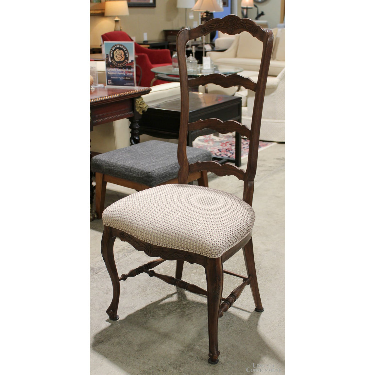 Walnut High Back French Provincial Accent Chair