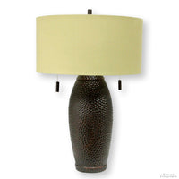 Faux Hammered Metal Lamp w/Green Shade