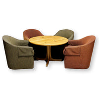 Oak Dinette Set w/4 Upholstered Barrel Chairs