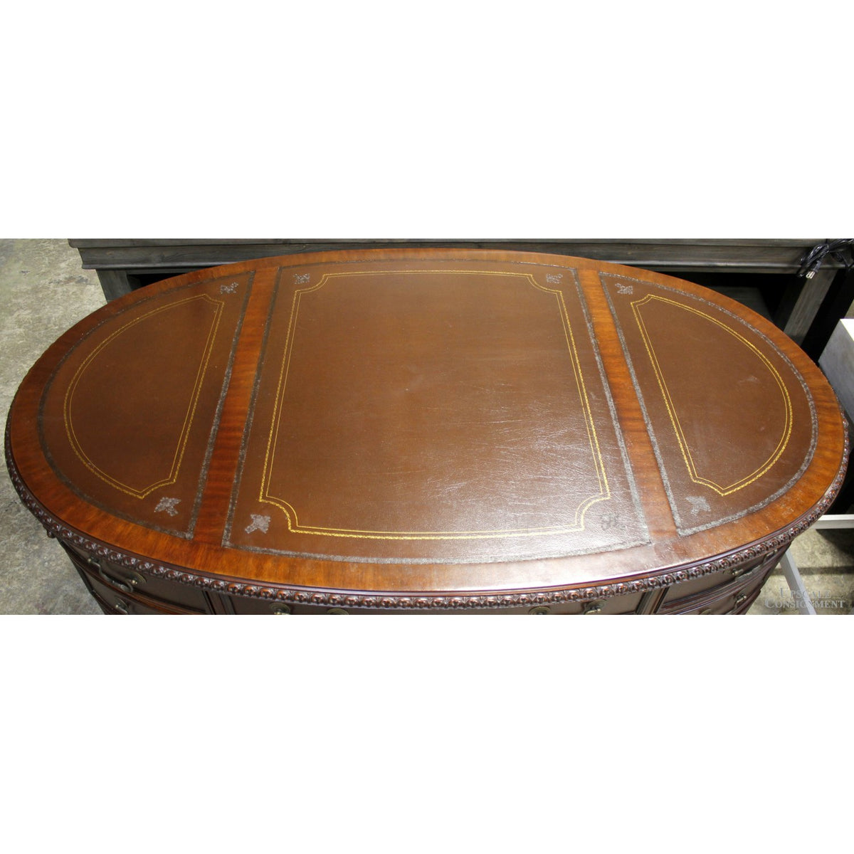 Sligh 'Ellis' Oval Leather Top Executive Desk