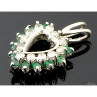 .5ctw Diamond .33ctw Emerald 14K Gold Open Heart Pendant