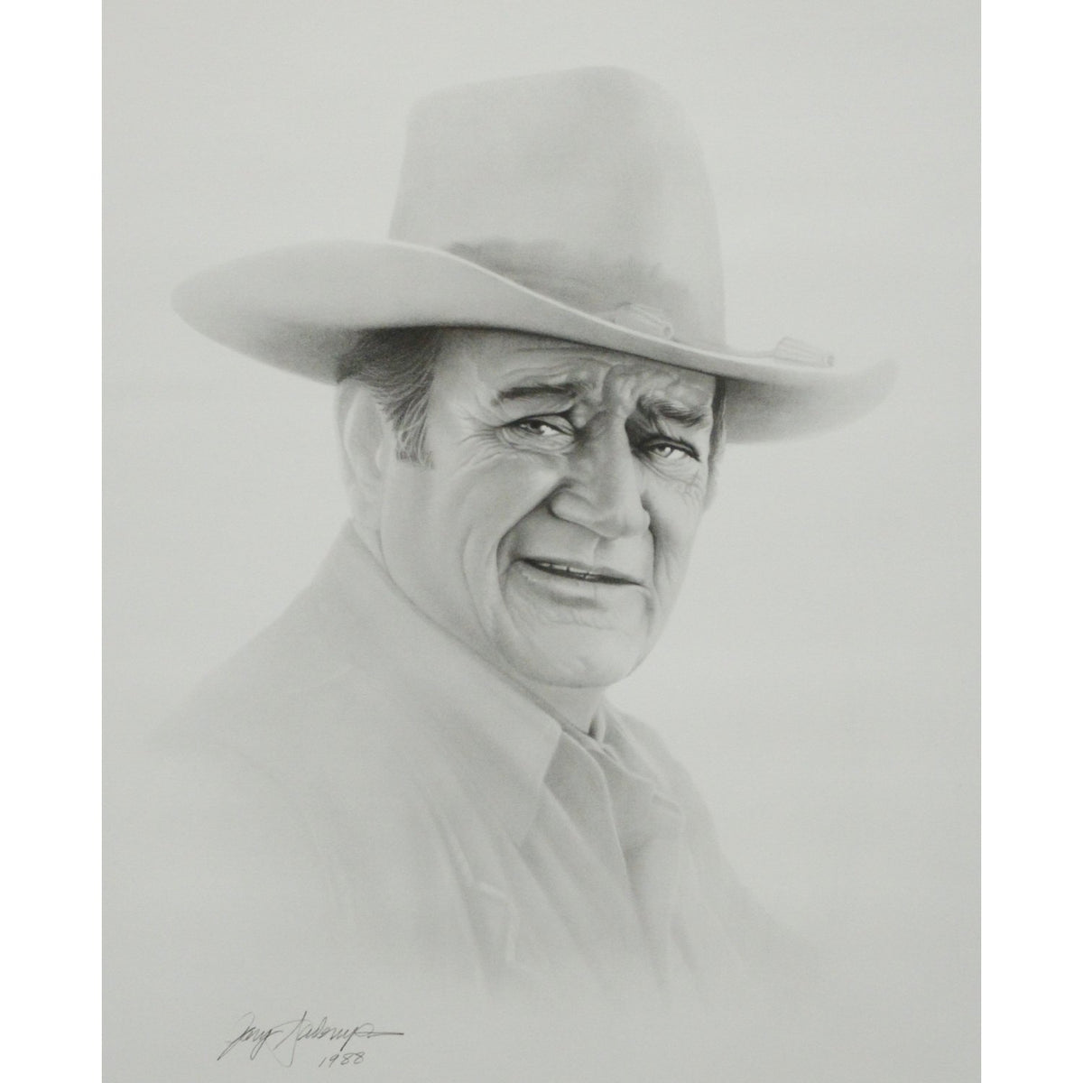 Framed Print - John Wayne Pencil Sketch by Gary Saderup