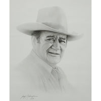 Framed Print - John Wayne Pencil Sketch by Gary Saderup