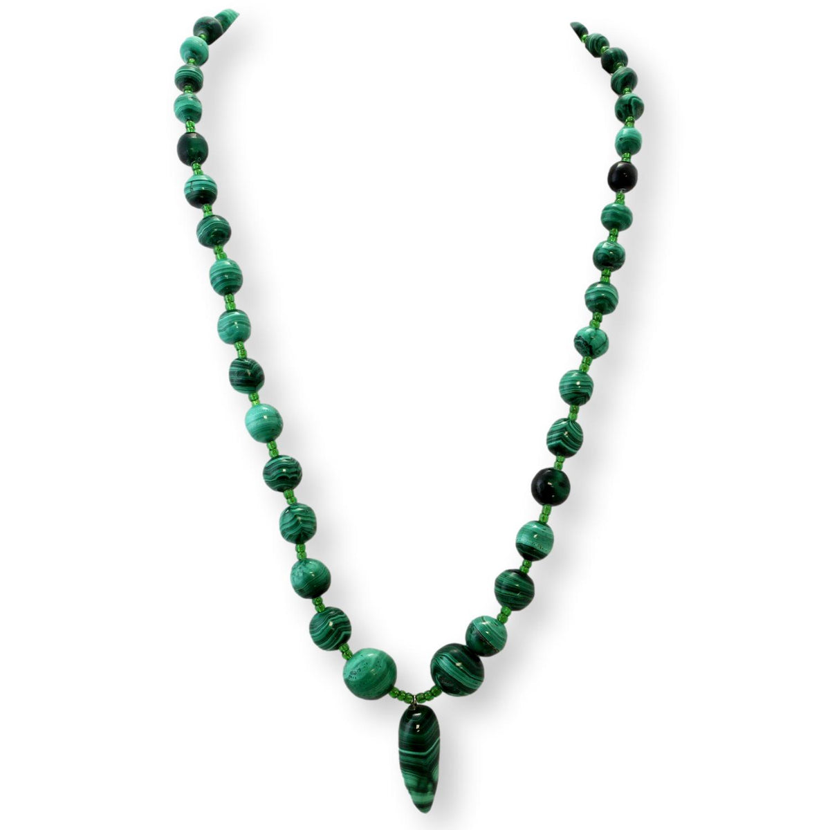 Graduated Natural Malachite Necklace | Free-Form Pendant