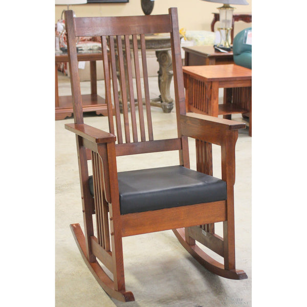 Mission Style Oak Spindle Rocking Chair